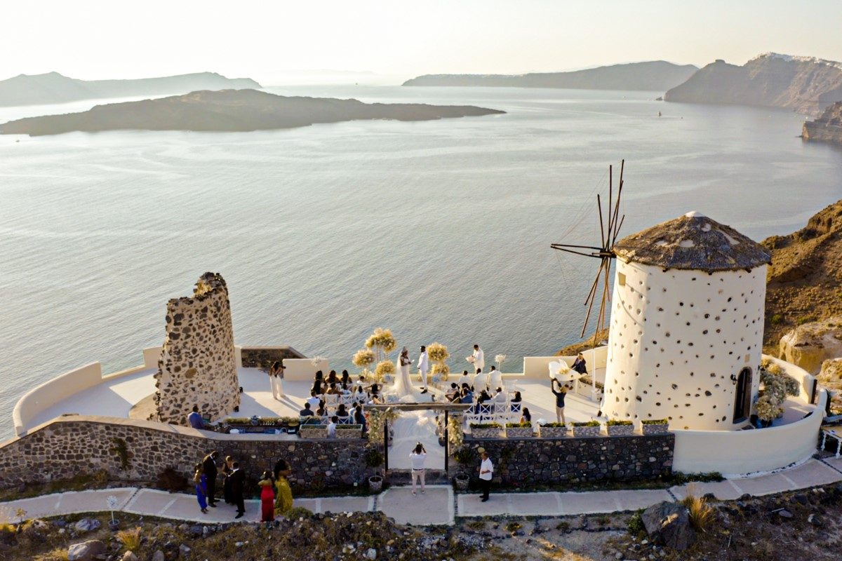 The century-old windmill venue at Megalochori