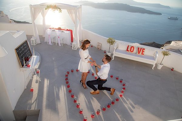 LOVE letters on a terrace set for a proposal