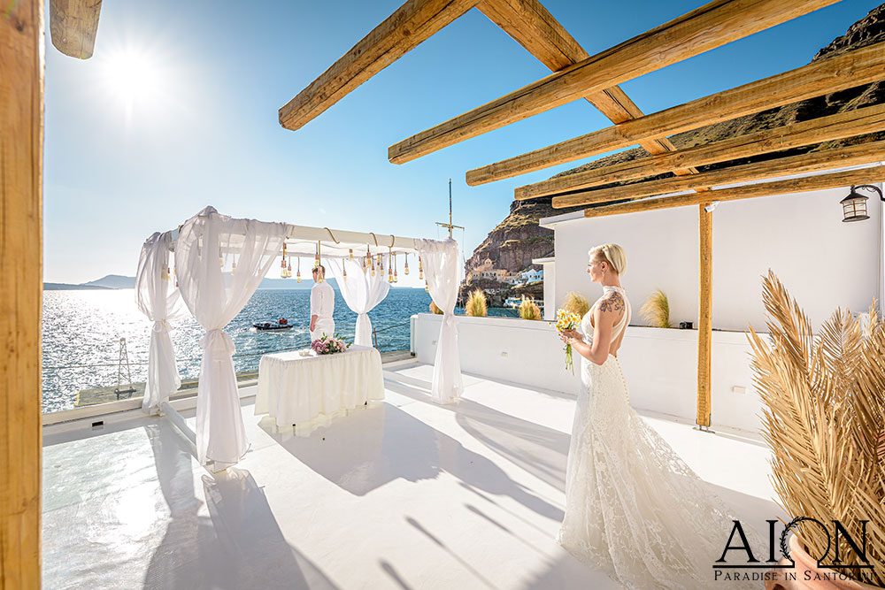 Ceremony at Aion Santorini above the caldera