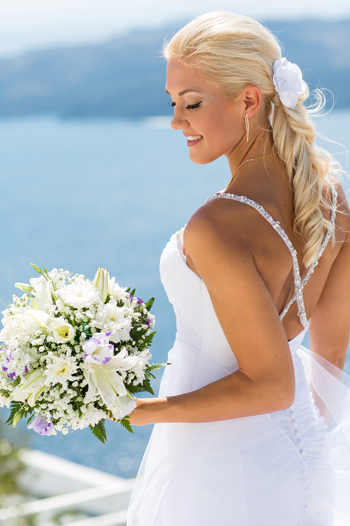 Santorini wedding planner working with a couple on their wedding day