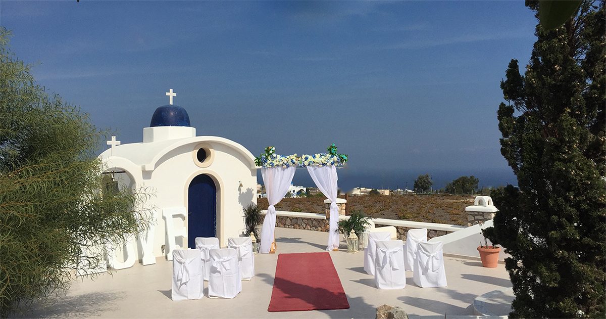 Ceremony venue looking straight out to the Aegean